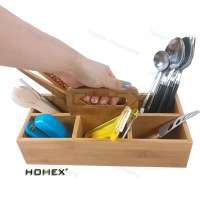 Solid Bamboo Kitchen Storage Caddy with handle/Homex -BSCI-FSC